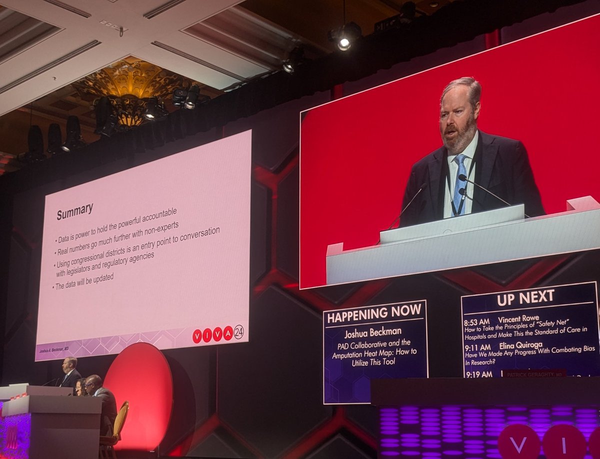 Vascular News (@vascularnews) on Twitter photo #VIVA24: In a session on care for the disadvantaged, Joshua Beckham points out the impact of provider presence on lowering amputation rates in vascular deserts: one provider significantly lowered the rate in his area by shifting presence "from zero to one." <a href="/VIVAPhysicians/">The VIVA Foundation</a> #VIVA24: In a session on care for the disadvantaged, Joshua Beckham points out the impact of provider presence on lowering amputation rates in vascular deserts: one provider significantly lowered the rate in his area by shifting presence "from zero to one." <a href="/VIVAPhysicians/">The VIVA Foundation</a>
