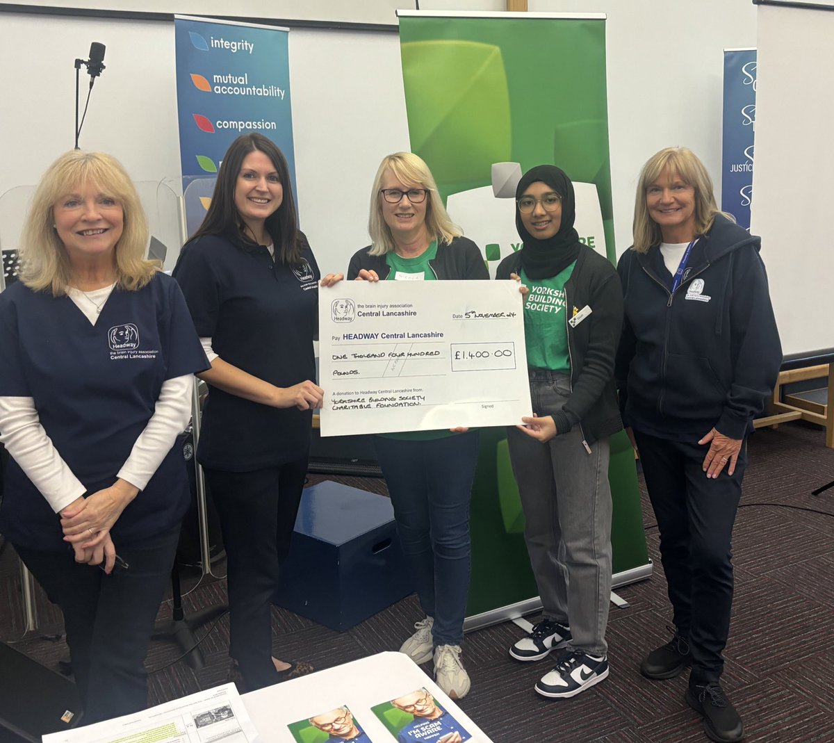 HeadwayCL's tweet image. We were delighted today to receive a £1400 donation from @Yorkshire_BS Charitable Foundation nominated by colleagues at YBS in Preston to support our Talking Group. 
#developingselfworth 
#overcomingfear 
Thank you 💙