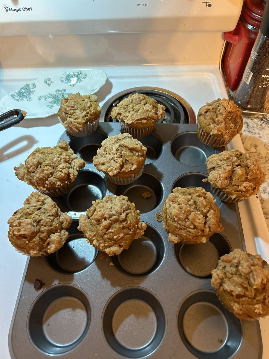 Pumpkin muffins w/crumb topping. Remember to #Vote!