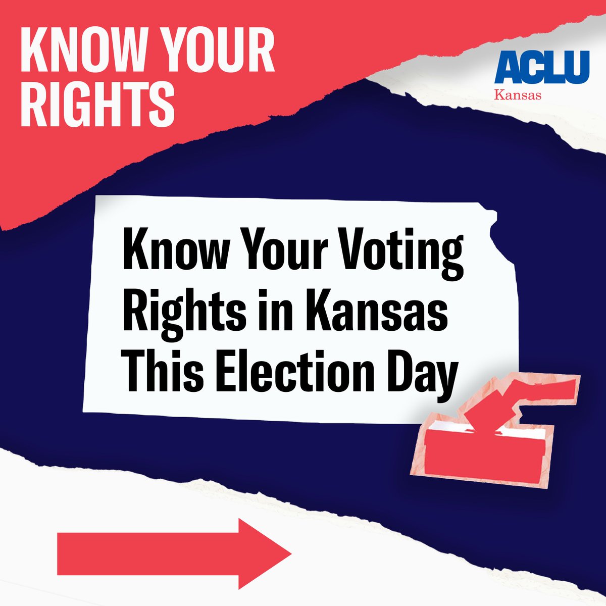 aclukansas's tweet photo. Know Your Voting Rights this Election Day! (1/2) https://t.co/Qe0my9IEEj