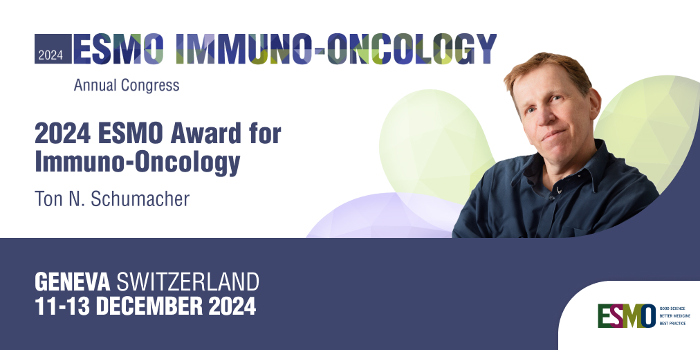 ESMO - Eur. Oncology (@myesmo) on Twitter photo .<a href="/Schumacher_lab/">Ton Schumacher Lab</a> was bestowed the 2024 ESMO Award for Immuno-Oncology. He will deliver his award lecture on Wednesday, 11 December 2024 at the opening session of #ESMOImmuno24.
📌ow.ly/FiiN50U0iab .<a href="/Schumacher_lab/">Ton Schumacher Lab</a> was bestowed the 2024 ESMO Award for Immuno-Oncology. He will deliver his award lecture on Wednesday, 11 December 2024 at the opening session of #ESMOImmuno24.
📌ow.ly/FiiN50U0iab