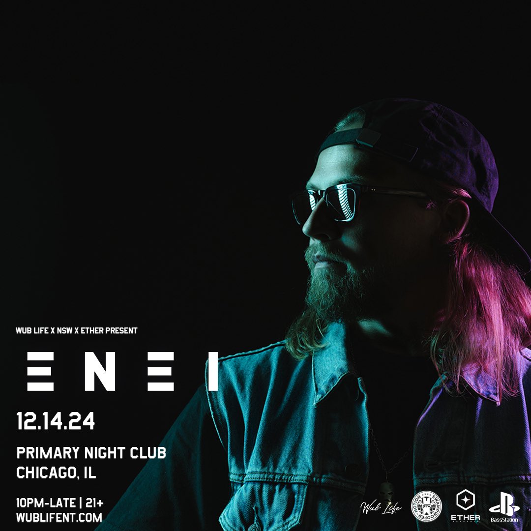 𝗝𝗨𝗦𝗧 𝗔𝗡𝗡𝗢𝗨𝗡𝗖𝗘𝗗// In a mighty collaborative effort between WUB LIFE, NSW, &amp; ETHER we’re proud to announce <a href="/eneimusic/">ENEI</a>’s Chicago debut!🥁🔉

December 14th - Primary Nightclub