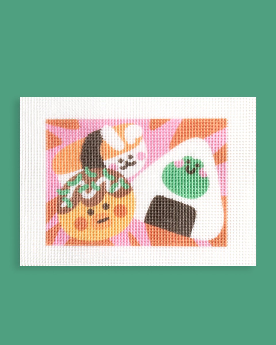 Niniwanted's tweet photo. New mini yummy needlepoints kits in collab with @canevasfatal 🍜🍡 🍙🍣🍤 https://t.co/tHb9v9YluT