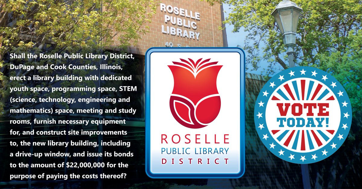 rosellepld's tweet photo. 🗳️#RoselleIllinois, today is #ElectionDay2024. Make your voice heard and shape the future of the #RosellePLD. Get out there and #Vote! The Roselle Public Library building referendum is on the ballot. For information visit https://t.co/ZaNfkSp4hj. https://t.co/ZoK9MtjPOc