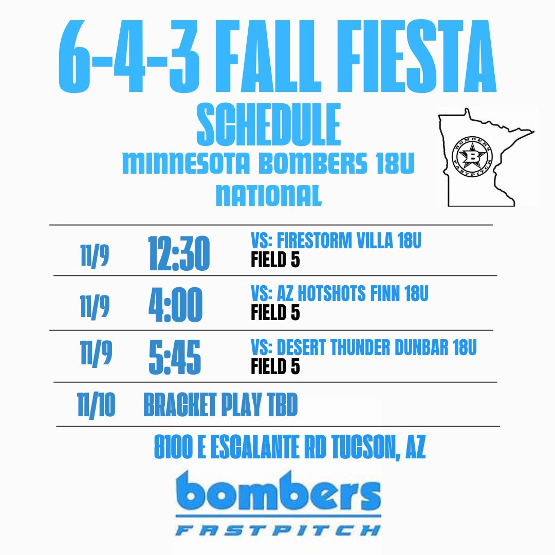 Jada Purdy (@jada_purdy3) on Twitter photo Super excited to play in some warmer weather for our last tournament of fall season! Come check us out!
#gobombers
<a href="/MN_Bombers_18U/">Minnesota Bombers 18U National</a> Super excited to play in some warmer weather for our last tournament of fall season! Come check us out!
#gobombers
<a href="/MN_Bombers_18U/">Minnesota Bombers 18U National</a>