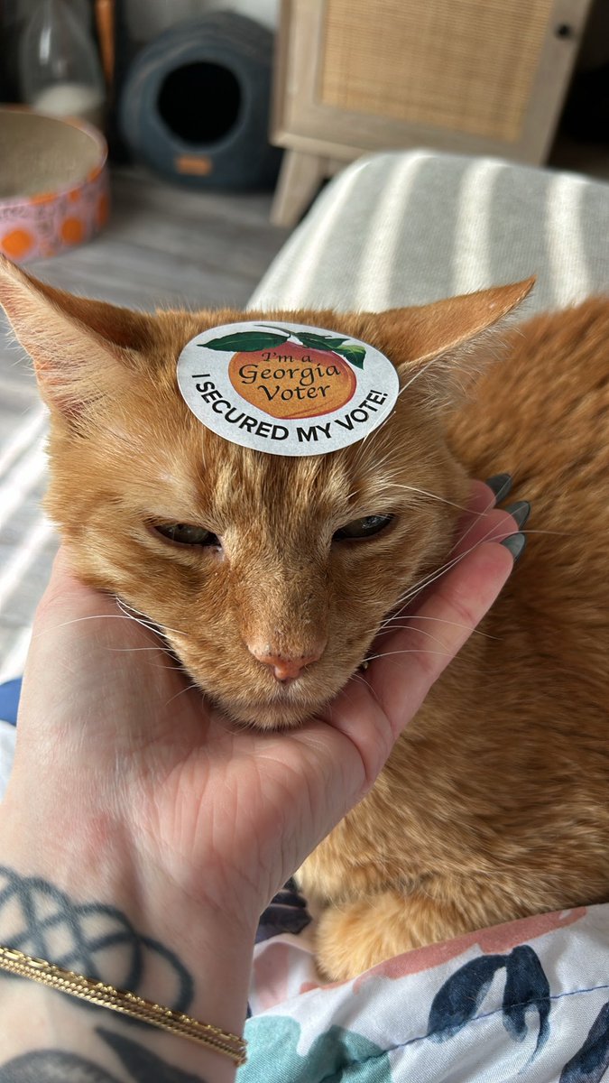 George and I have cast our vote! 🍑 #Vote  #HarrisWalz