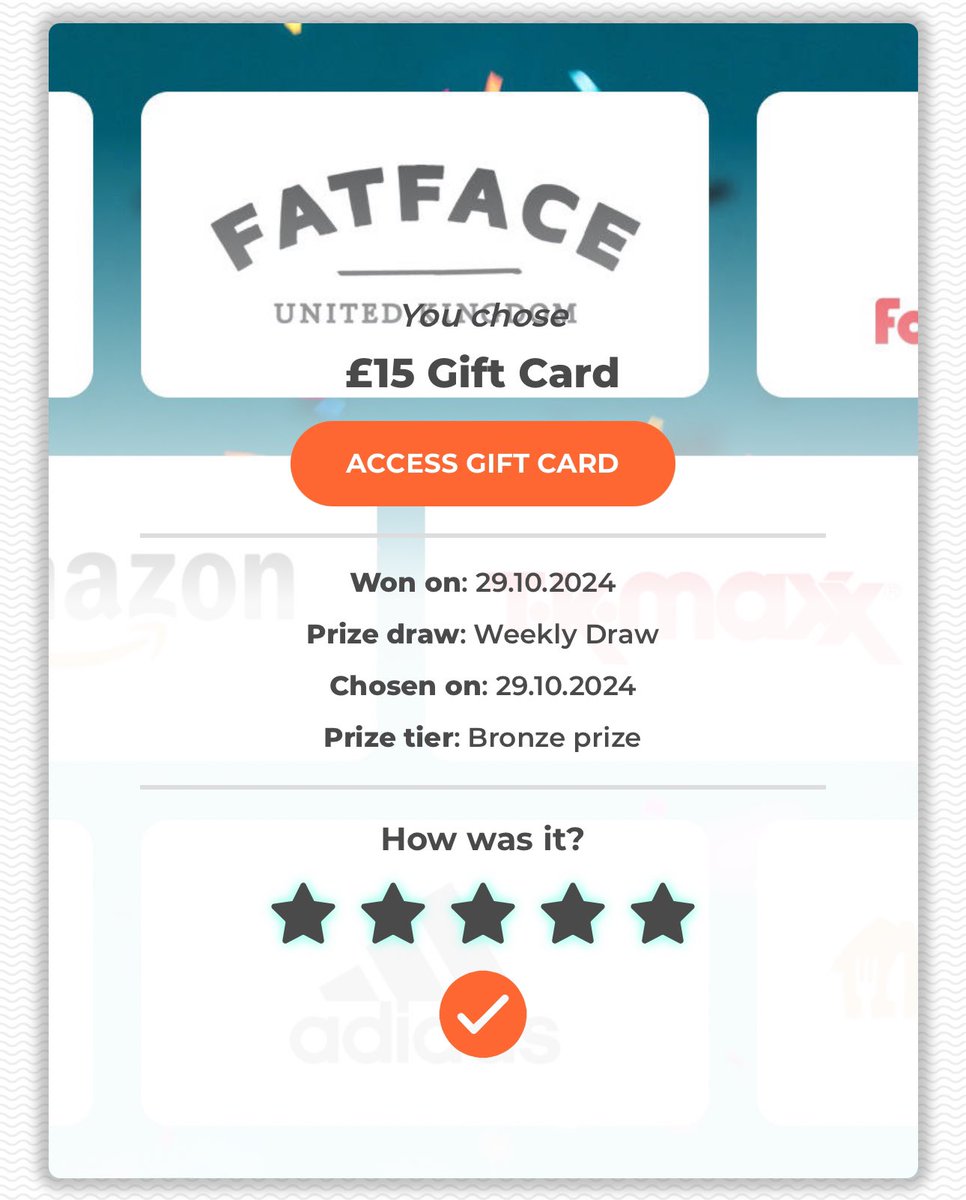 pessimisticpie's tweet photo. Very happy to a won a bronze prize on @DAYMADEUK used it to pick a £15 voucher on Amazon https://t.co/O1KGv8ccVC