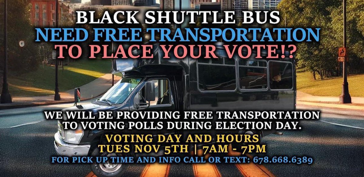 AttorneyGriggs's tweet photo. We currently have shuttles for free rides to the polls in #Atlanta and #FultonCountyGa #NAACP #gapol https://t.co/3ryksGI1tv