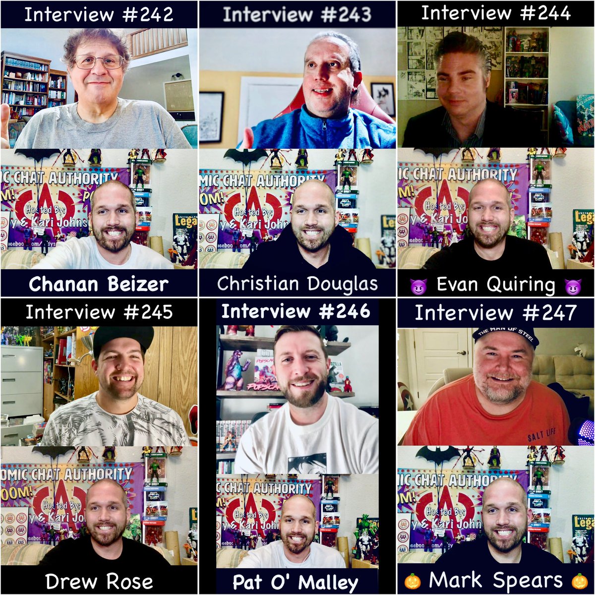 Who was your favorite October interview?
•
(legacy #242) Chanan Beizer
•
(legacy #243) Christian Douglas 
•
(legacy #244) Evan Quiring 
•
(legacy #245) Drew Rose 
•
(legacy #246) Pat O’ Malley
•
(legacy #247)  Mark Spears 
🎃 Halloween Special 🎃
•
youtube.com/c/comicchataut…