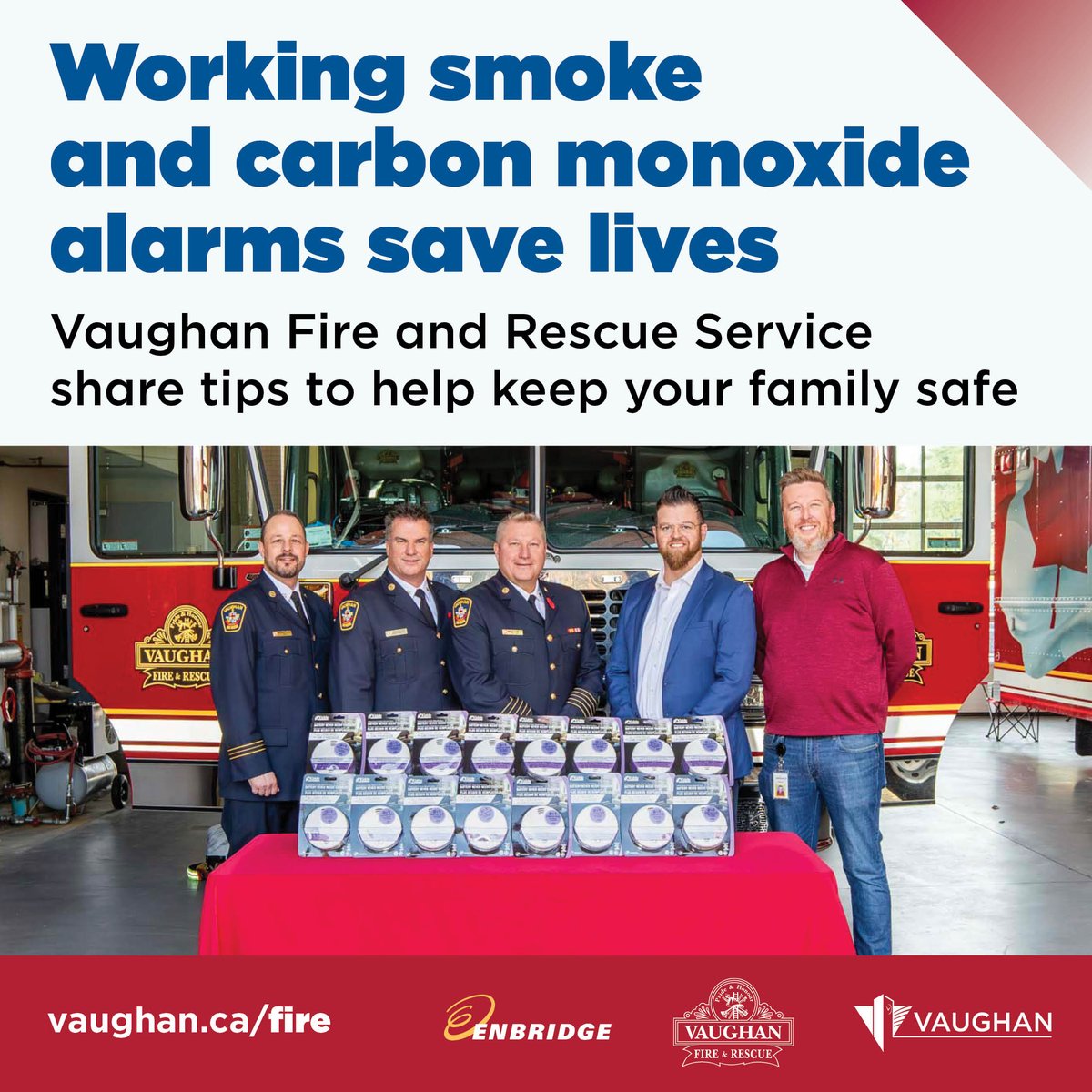 Today, VFRS was presented with more than 460 combination smoke and carbon monoxide alarms through Safe Community Project Zero. These alarms will be installed in homes across Vaughan. Learn fire safety tips: vaughan.ca/news/working-s…