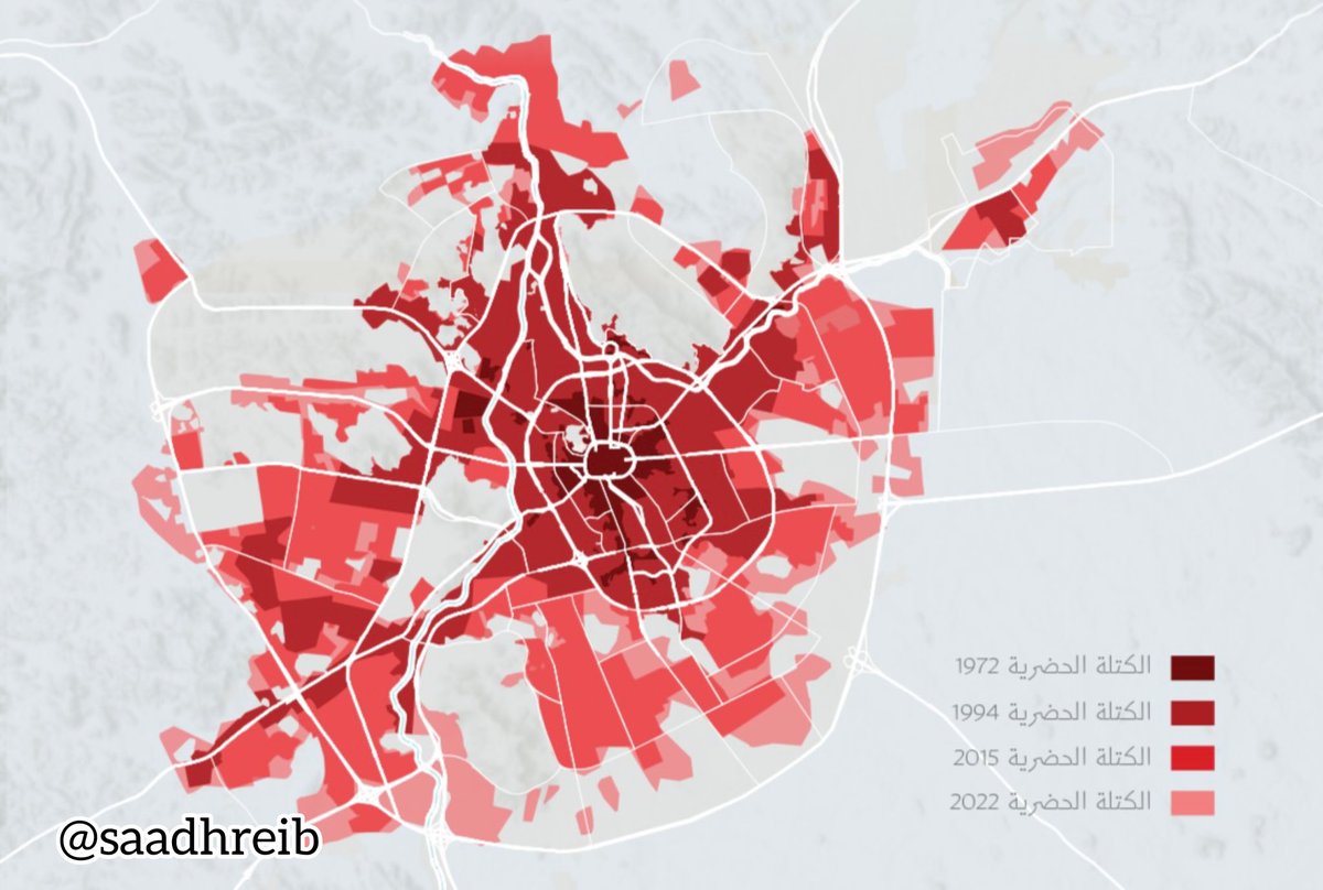 saadHreib's tweet photo. خريطة توضح توزع السكان في #المدينة_المنورة منذ عام 1972 قبل 50 عام 

-اللون الداكن دلالة على توزع السكان حول المسجد النبوي قبل الانتشار حول الدائري الثاني والثالث .. https://t.co/4U6nonodEo