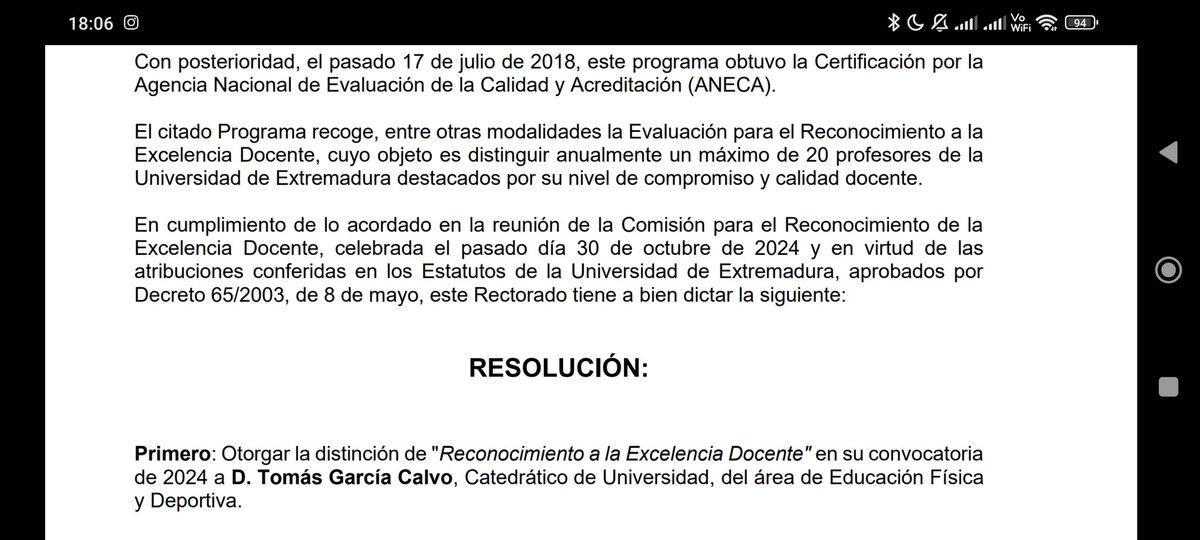 Muy orgulloso de estar entre los 20 profesores que han obtenido el reconocimiento a la excelencia docente en la <a href="/infouex/">UEx</a> . Conseguir un equilibrio entre la investigación y la docencia a veces es posible 😁😉