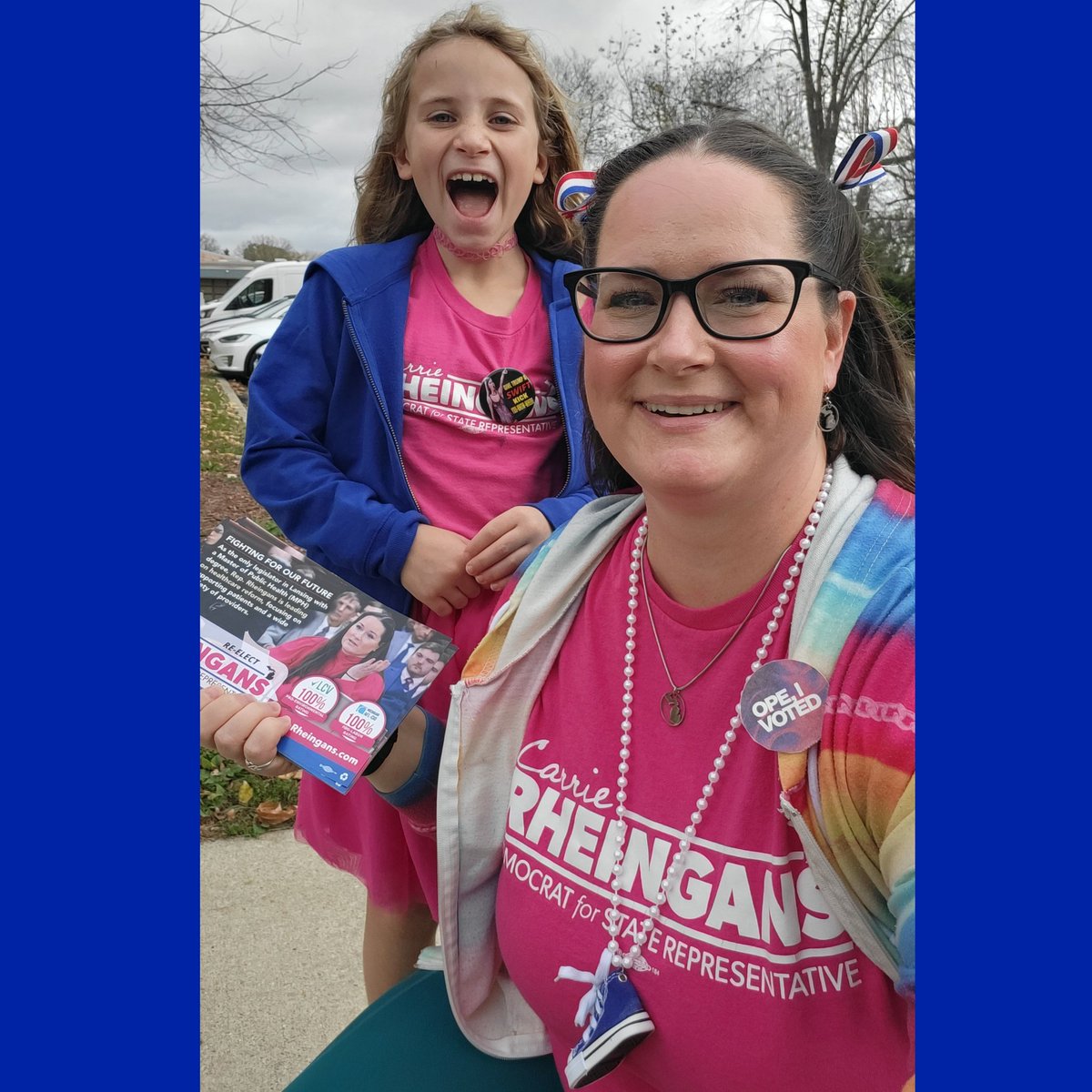 🩵✨️💙 #JoyToThePolls! 💙✨️🩵 
It's Election Day, Michigan! My mini-me and I are going to polling sites today to greet voters. She loves telling people, "vote for my mom!" 🥰 Let's do this! <a href="/VoteMamaPAC/">Vote Mama</a> <a href="/MichiganDems/">Michigan Democrats</a> #Michigan #GoBlueVoteBlue #Vote #BeAVoter #Rheingans4Rep