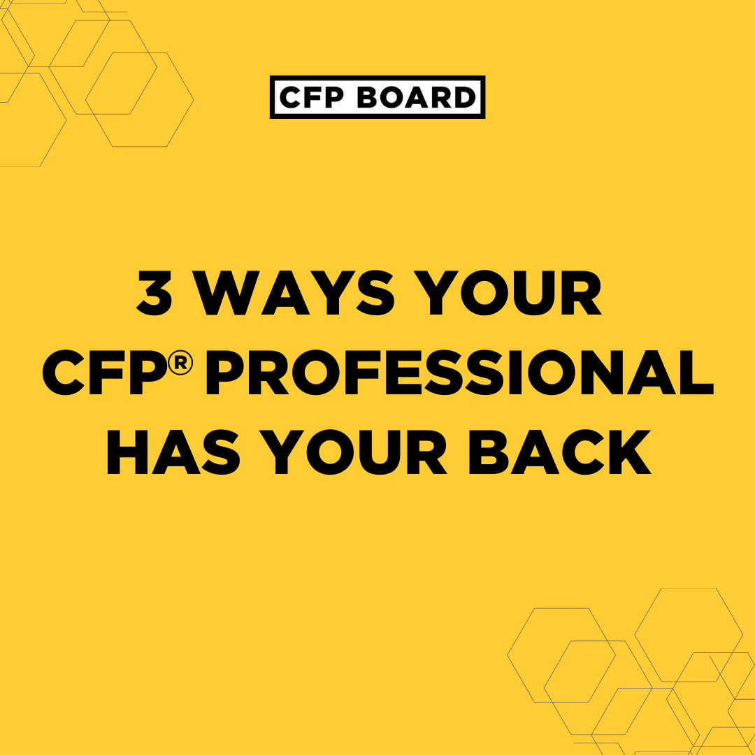 CFPBoard's tweet photo. #CFPpros are here to guide you through every financial twist and turn. Curious how they make a difference? Check out 3 ways they have your back. #ItsGottaBeACFP #FinancialPlanning #CFPpro https://t.co/n6vXGJdDwC