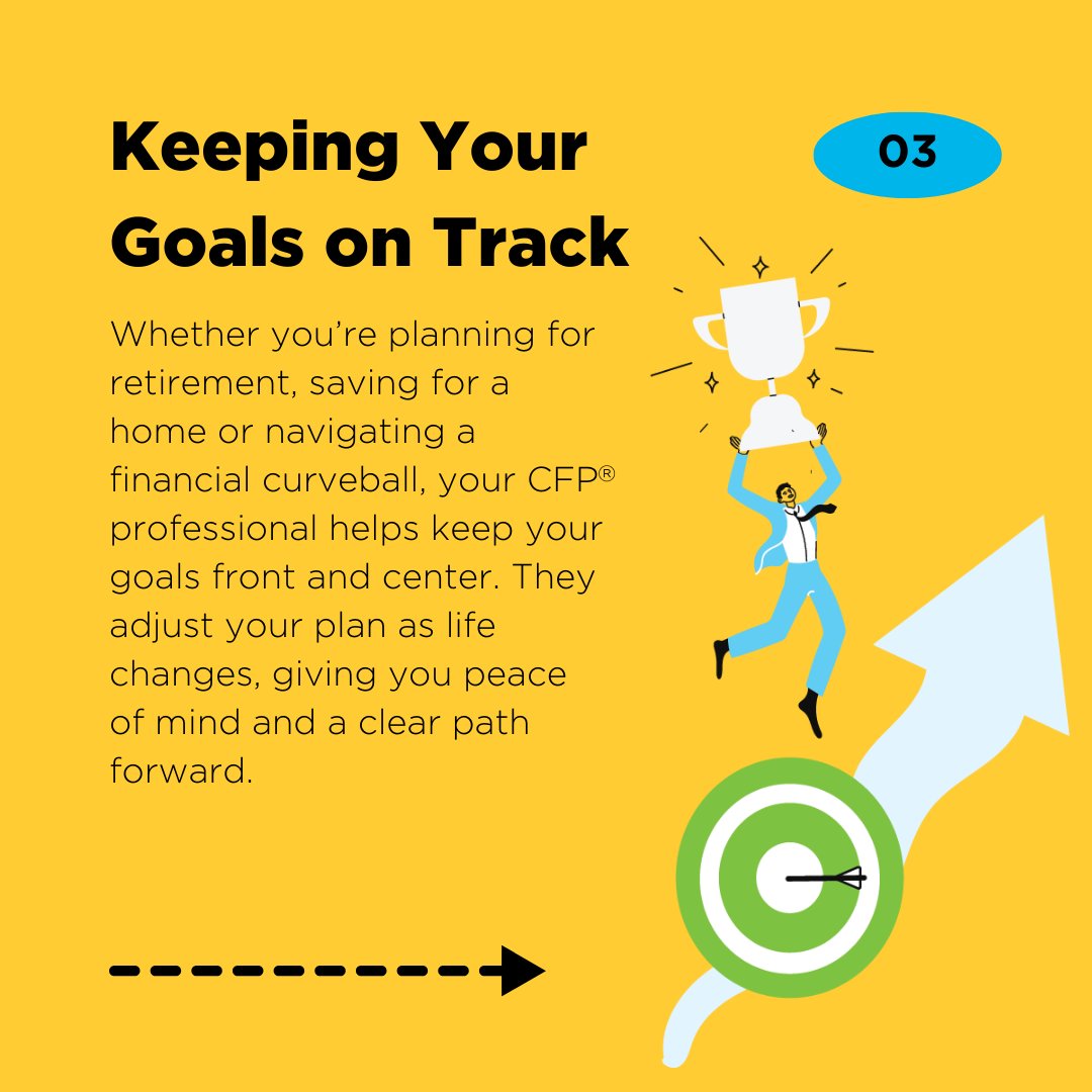 CFPBoard's tweet photo. #CFPpros are here to guide you through every financial twist and turn. Curious how they make a difference? Check out 3 ways they have your back. #ItsGottaBeACFP #FinancialPlanning #CFPpro https://t.co/n6vXGJdDwC