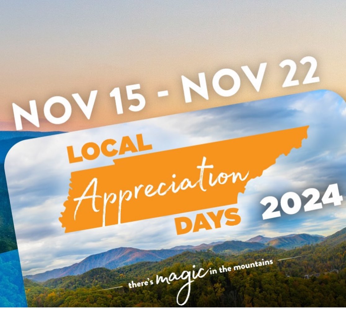 LOCAL DAYS ARE BACK!

From Nov. 15 through Nov. 22, residents and workers in Blount, Cocke, Jefferson, and Sevier Counties will be able to enjoy a mountaintop adventure in the Smokies for just $5z Part of the proceeds will benefit Second Harvest Food Bank of East Tennessee.