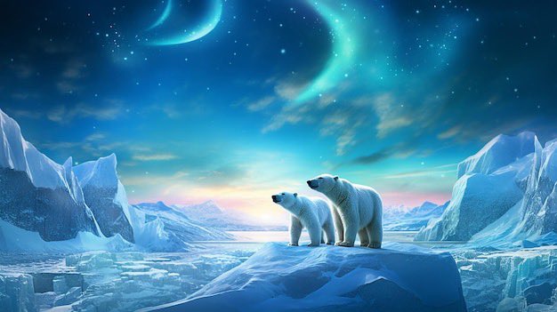 A good way to show our students natural forms of light waves.  Aurora borealis or the northern lights are caused by molecules from our sun collide with molecules on Earth causing  the glow of light. Great artwork with some polar bears, I like to call them winter bears.