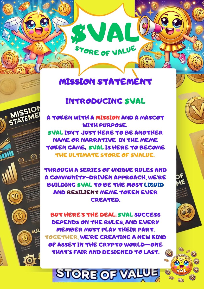 storeofval's tweet image. My core ethos is clear: NO WHALES, DIAMOND HANDS, FAIR DISTRIBUTION for those who believe early. And that’s where Store of Value $VAL steps in. We need to bring back what made #meme coins great. Create an un-ruggable project.