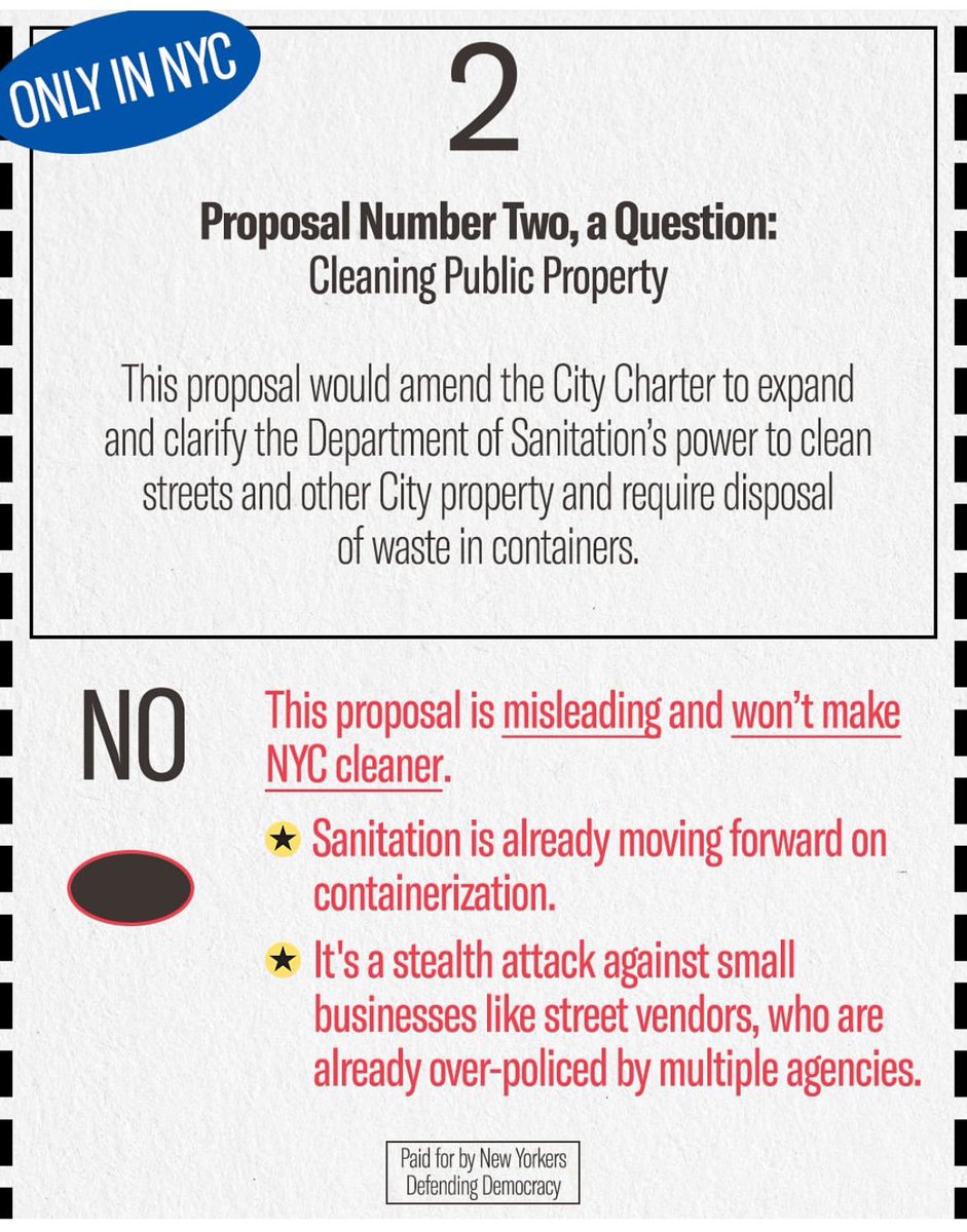 We all want cleaner #NYC streets, but Prop 2 on the ballot wouldn’t get us there. Containerization is *already* happening. Prop 2 provides NO additional resources for sanitation. 

Share this with anyone who might be confused about Prop 2. #Nix2Through6 #Election2024
