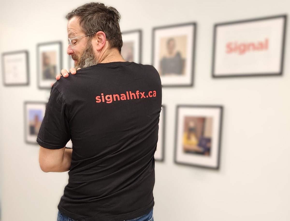 Our shirts are in! Pick up yours today at the @kingscoopbookstore kingsbookstore.ca/TheSignal