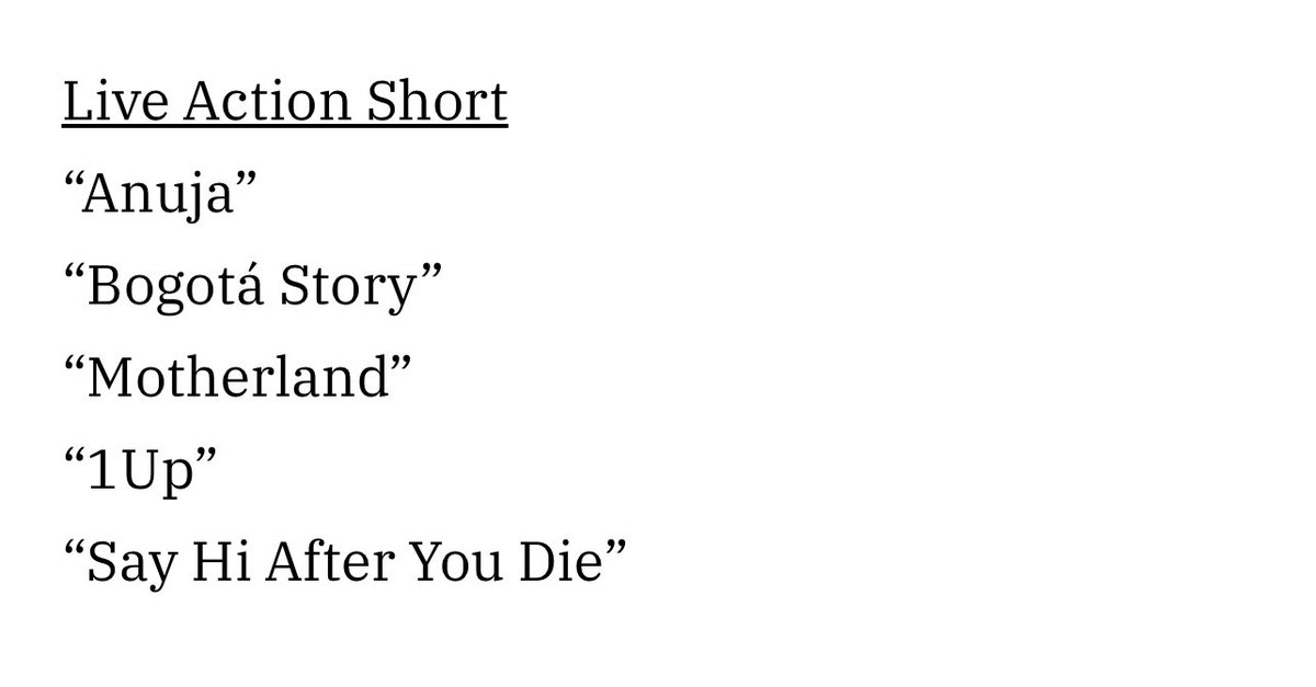 hold tight our short film 1UP on this weeks Variety Oscars predictions list for some crazy reason 😂👀

variety.com/2024/film/awar…