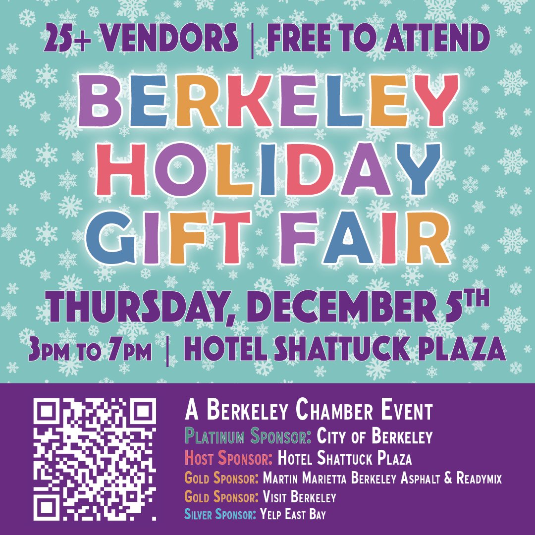 Berkeley, CA Chamber (@berkeleycachamb) on Twitter photo Only FOUR tables left at our Holiday Gift Fair!
Submit your application NOW!
More info/to apply: berkeleychamber.com/holidayfair.ht…
#DiscoveredinBerkeley #berkeleyholidays #shoplocal #berkeleybucks #holidaygiftfair
@hotelshattuckplaza
<a href="/VisitBerkeley/">Visit Berkeley</a>
<a href="/YelpEastBay/">Yelp East Bay</a>
@discoveredinberkeley Only FOUR tables left at our Holiday Gift Fair!
Submit your application NOW!
More info/to apply: berkeleychamber.com/holidayfair.ht…
#DiscoveredinBerkeley #berkeleyholidays #shoplocal #berkeleybucks #holidaygiftfair
@hotelshattuckplaza
<a href="/VisitBerkeley/">Visit Berkeley</a>
<a href="/YelpEastBay/">Yelp East Bay</a>
@discoveredinberkeley