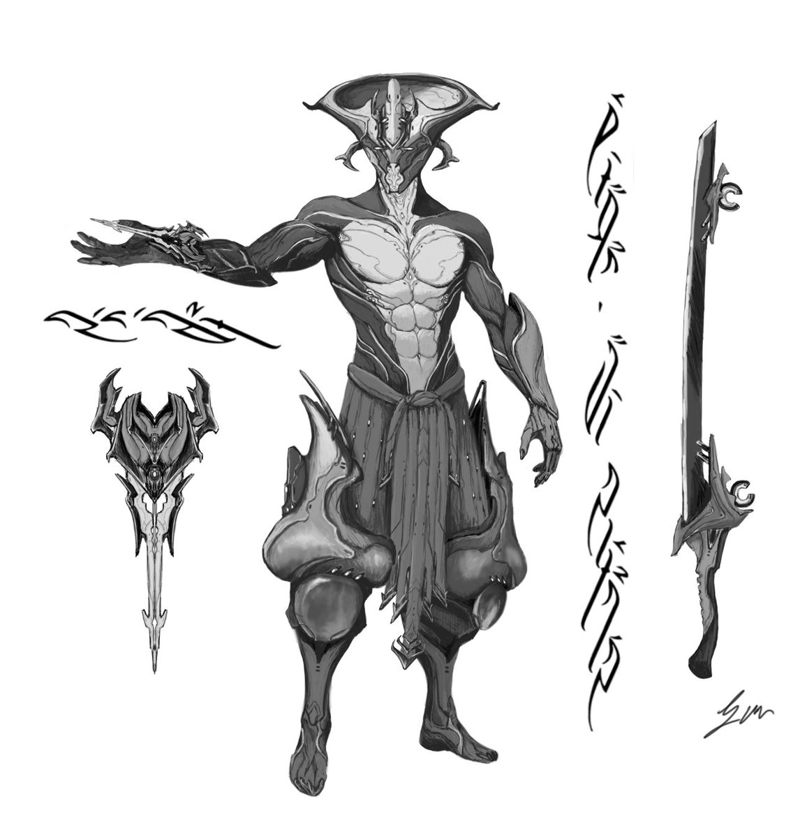Lua_Luminary's tweet image. WIP. Trying to improve my rendering. This started out as a sketch a few days ago, and I liked it so much I decided to put my maximum effort into rendering it. I may bring it into CSP later and color it as well.
#tennocreate #warframe #warframefanart #fanart #conceptart #art