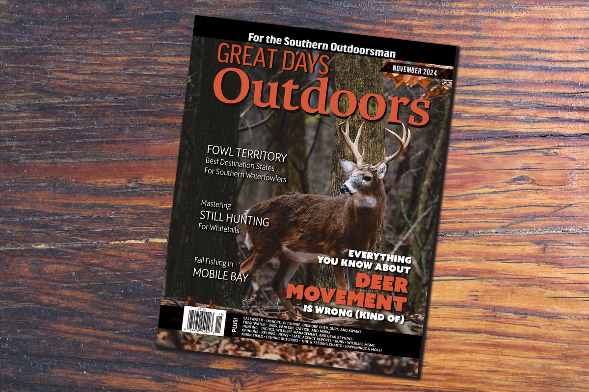 Our November edition is available now! We have insights into deer movement, backcountry fly fishing, fall fishing in Mobile Bay, and the best duck hunting destinations for Southern waterfowlers. Plus much more!
#hunting #fishing #greatdaysoutdoors