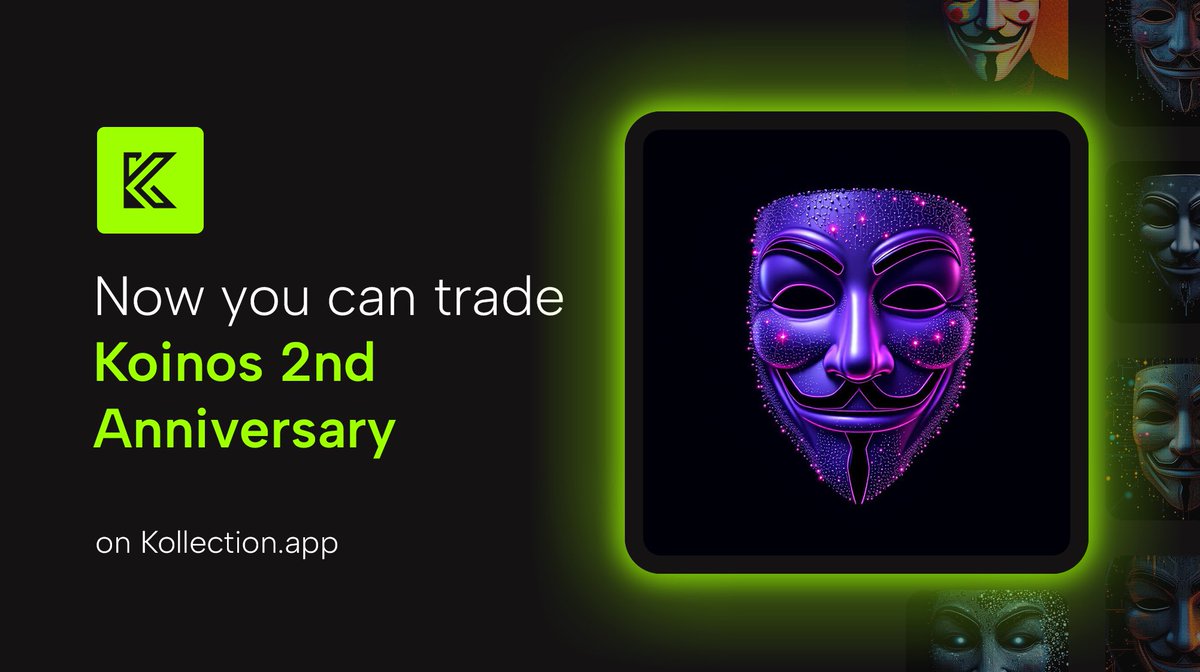 Hey Kollectors 👋🏻

The <a href="/KoinosNetwork/">Koinos</a> 2nd year anniversary NFT collection is now live on Kollection 🔥 see them all on kollection.app/collection/1DE…

$KOIN #Koinos #NFTdrops