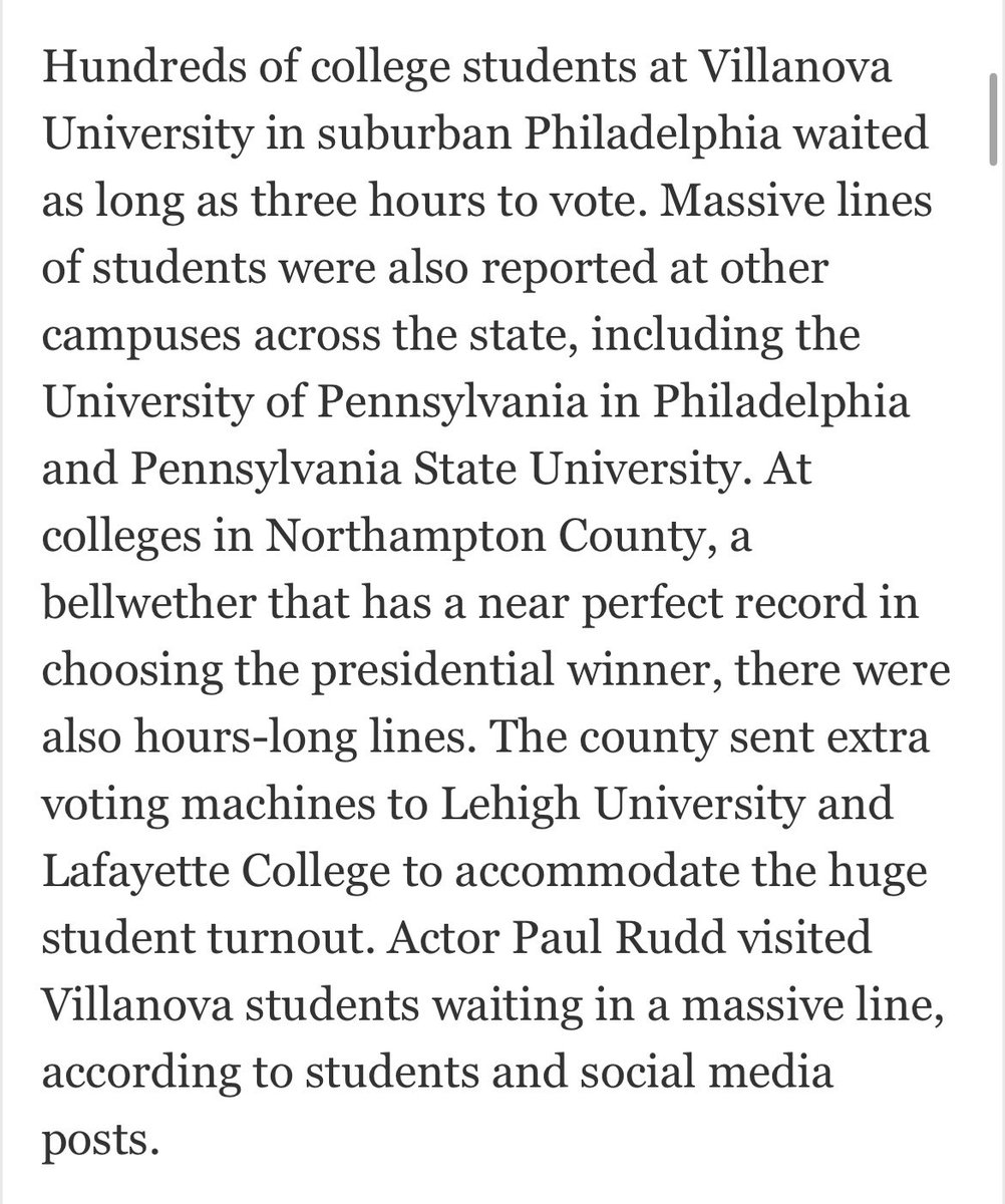 Y’all are NOT gonna believe this. SO many students showed up to vote at polling locations on PA college campuses that they had to have EXTRA VOTING MACHINES sent. Tell me Gen-Z isn’t saving our democracy right now.