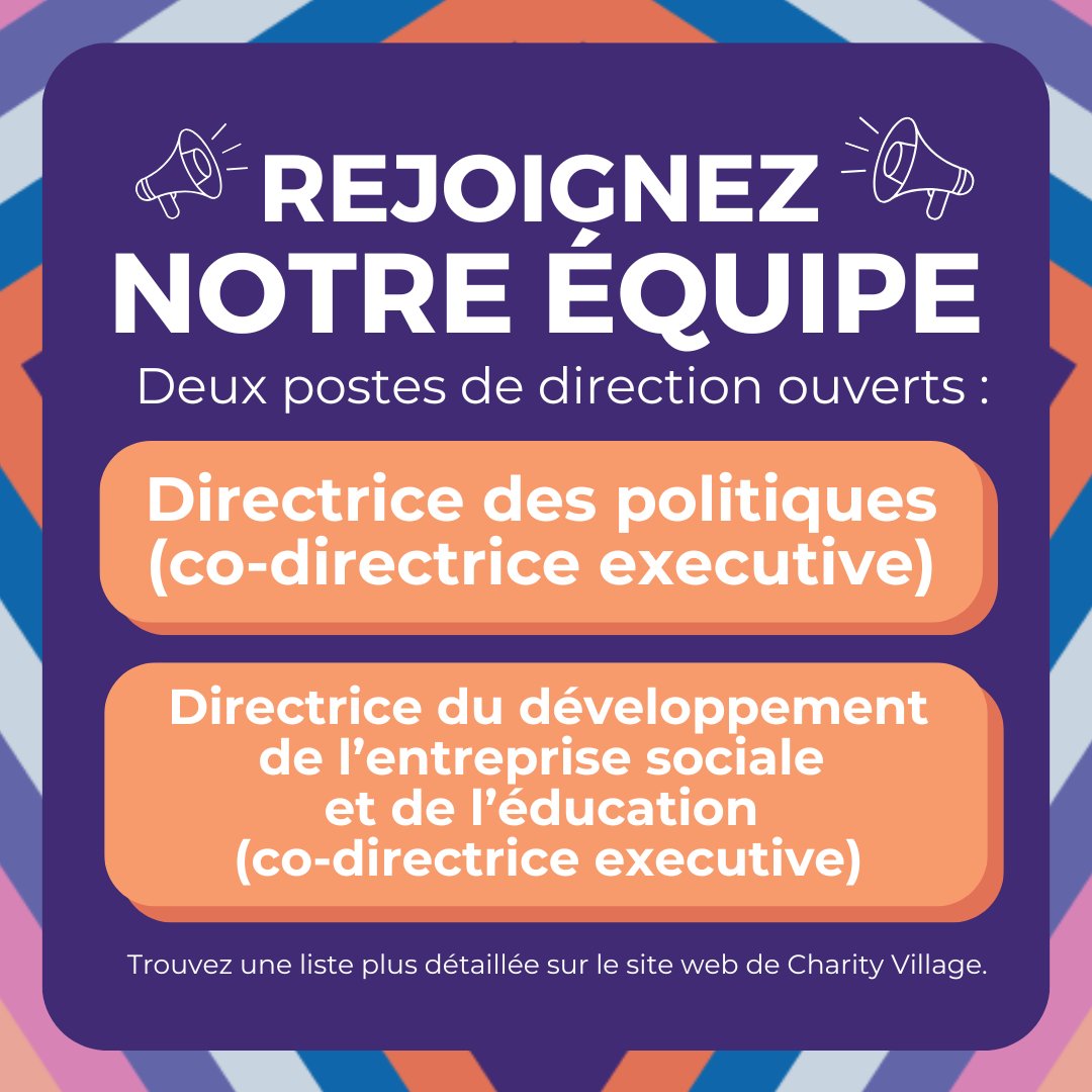 We’re hiring visionary leaders!
Join us as Policy Director: bit.ly/3YSwYae
or Business Development &amp; Education Director: bit.ly/4ecaqpq
Both are co-Exec Director roles. Help build a more inclusive Ottawa!
#Hiring #Leadership