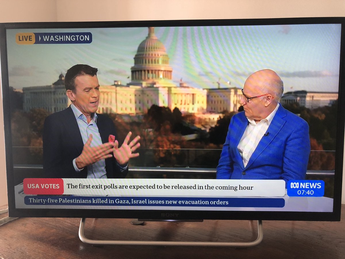 So many <a href="/abcnews/">ABC News</a> people overcoming tight newsroom budgets to fly into the U.S. to interview each other. #auspol <a href="/ABCmediawatch/">Media Watch</a>