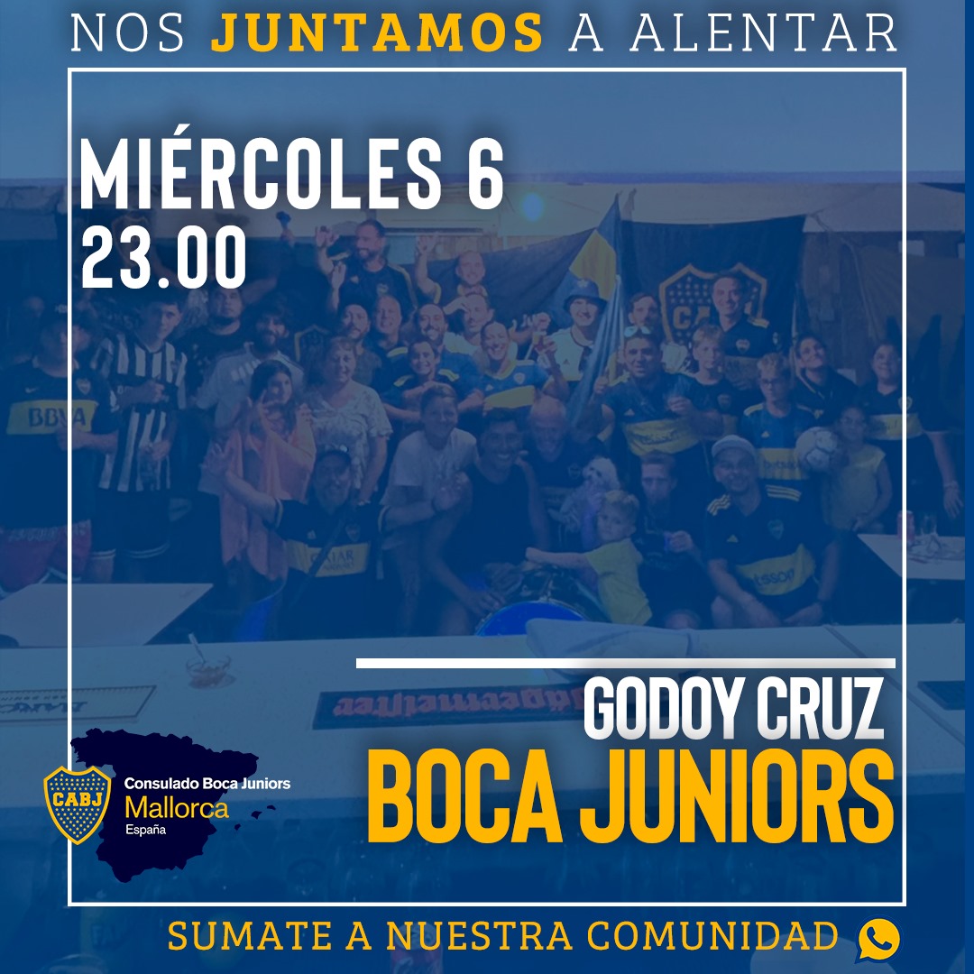 Mañana nos juntamos en Palma para ver al único grande.

Contactanos y sumate a ver el partido entre xeneizes.

Las buenas ya van a venir 💙💛💙