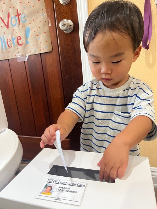 My son exercised his civic duty to vote (for veggie chips) at daycare today.

Get out there &amp; VOTE 🗳️
