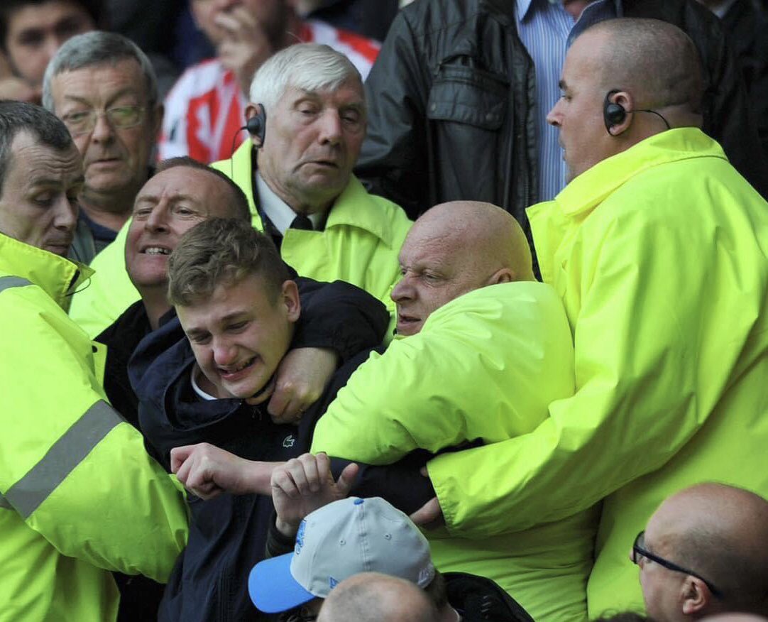 Horrible scenes tonight at Sporting’s stadium as Man City fans were forced to stay and watch the game until the final whistle