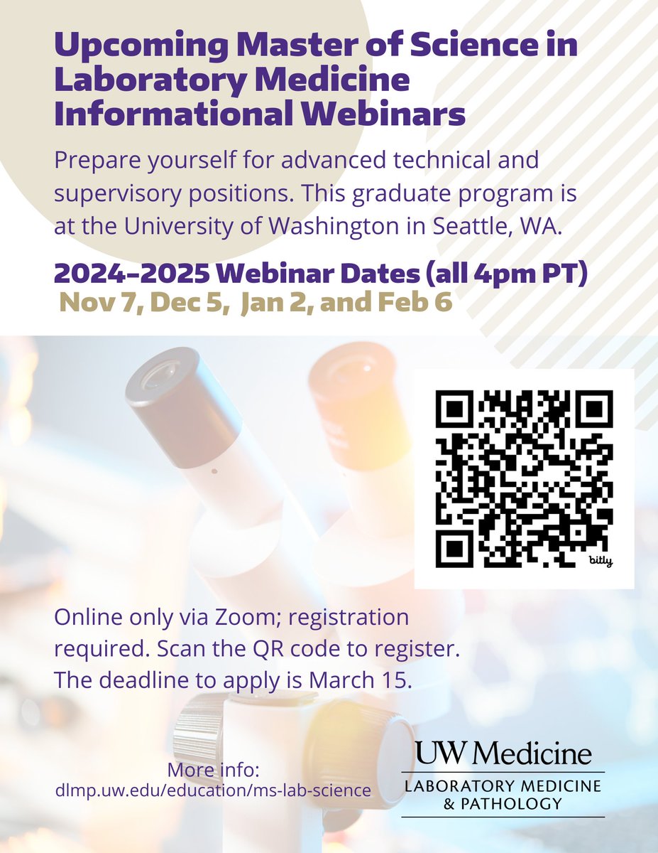 UW Virology (@uwvirology) on Twitter photo If you or someone you know would like to learn about the Master of Science in Laboratory Medicine join me and Program Director, Dr. Steve Polyak, in any of the upcoming Zoom information sessions. Please see below for details. <a href="/PolyakSteve/">Steve Polyak</a> @uwmedicine @hutchidscience <a href="/uwlabmedpath/">UW Dept. of Laboratory Medicine and Pathology 🔬</a> If you or someone you know would like to learn about the Master of Science in Laboratory Medicine join me and Program Director, Dr. Steve Polyak, in any of the upcoming Zoom information sessions. Please see below for details. <a href="/PolyakSteve/">Steve Polyak</a> @uwmedicine @hutchidscience <a href="/uwlabmedpath/">UW Dept. of Laboratory Medicine and Pathology 🔬</a>