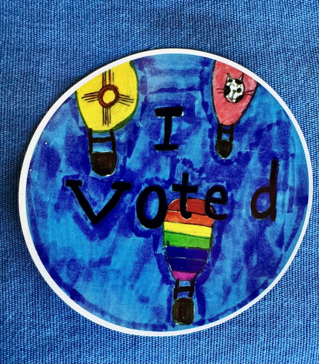 minijepnm's tweet photo. @MaryLTrump @MuellerSheWrote Voted #HarrisWalz within the first hour of early voting. Love our ‘I voted’ stickers designed by our local school children! https://t.co/HE6CoelYog