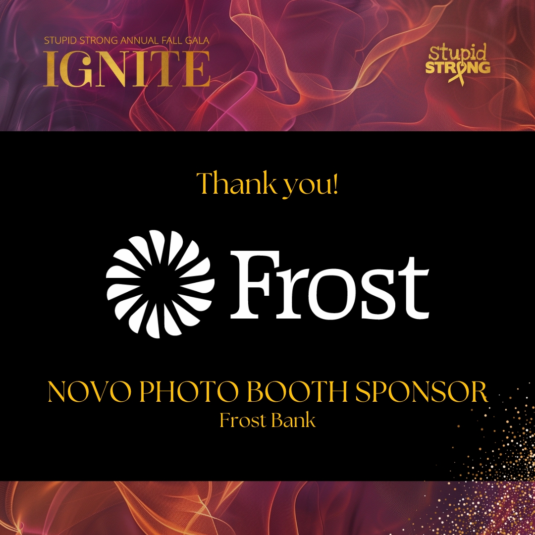 A BIG thanks to our NOVO Photo Booth Sponsor, <a href="/FrostBank/">Frost Bank</a>! 🤳🔥 Frost has supported Stupid Strong for the last few years and we're glad they're back at it again, helping us make the cure for gastric cancer a reality! Get your tickets to the event at stupidstrong.org/gala.