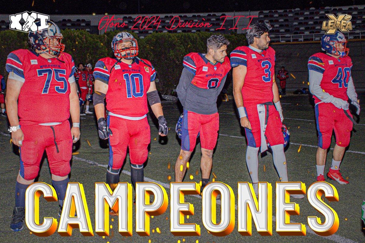 Felicidades a nuestros campeones de la Temporada de otoño 2024 en las divisiones V, IV y III correspondientemente.  

Jinetes, Silverbacks y Wolfpack.