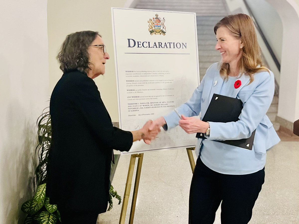 tanya_fir's tweet photo. I was so happy to declare today, November 5th, 2024 as Alberta Book Day! 

Thank you to the @ABbookpub for hosting another great Alberta Book Day at the Legislature. 

#ReadAlberta #abpoli #ableg #AlbertaCulture https://t.co/NS11GafcQa