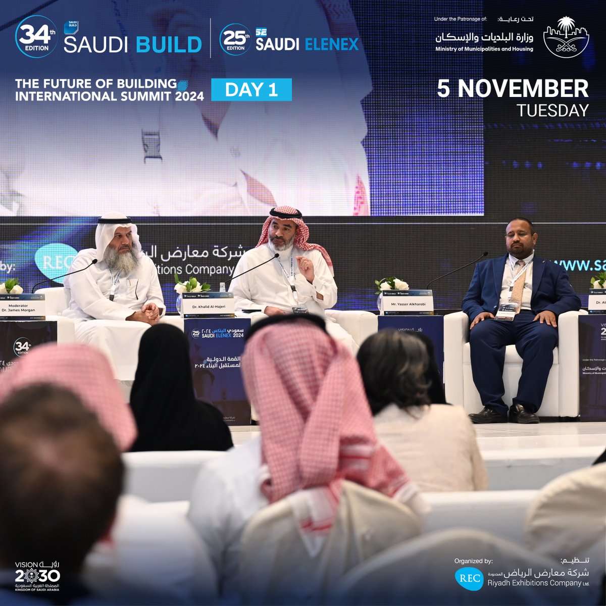 Saudi_Build's tweet photo. Thank you #KhalidAlhajeri @AttitouDr and @alkharobi for participating in today’s panel session on #SaudiGigaProjects. Watch the #SaudiBuild live stream on Day 2 on YouTube: https://t.co/HlPPSRxsHv https://t.co/CNm7TlSvN2