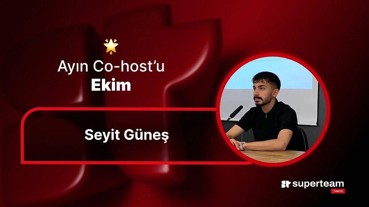 Merhaba,
Ekim ayının Co-host'u olduğumu duyurmaktan mutluluk duyuyorum.
<a href="/superteam/">Superteam</a> <a href="/SuperteamTR/">Superteam Turkey</a> <a href="/solana/">Solana</a>