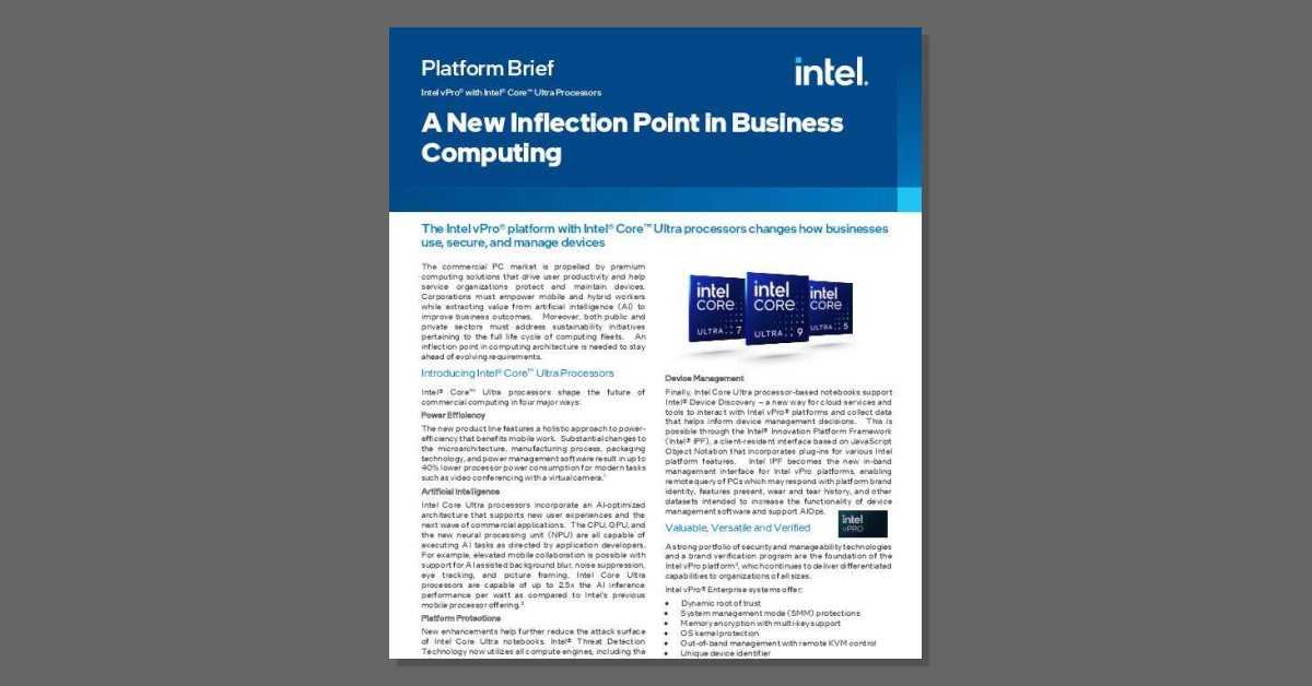 TerriStuart's tweet image. If the #cybersecuritysecurity &amp;amp; maintenance of your computer infrastructure is keeping you up at night, 🥱 stop worrying! Download @Intel&apos;s platform brief about the new Intel® Core™ Ultra Processors from Derive Technologies and @DellTech. stuf.in/bf8k7z