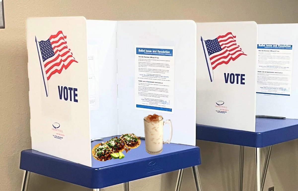 They providing tacos &amp; horchata, go vote