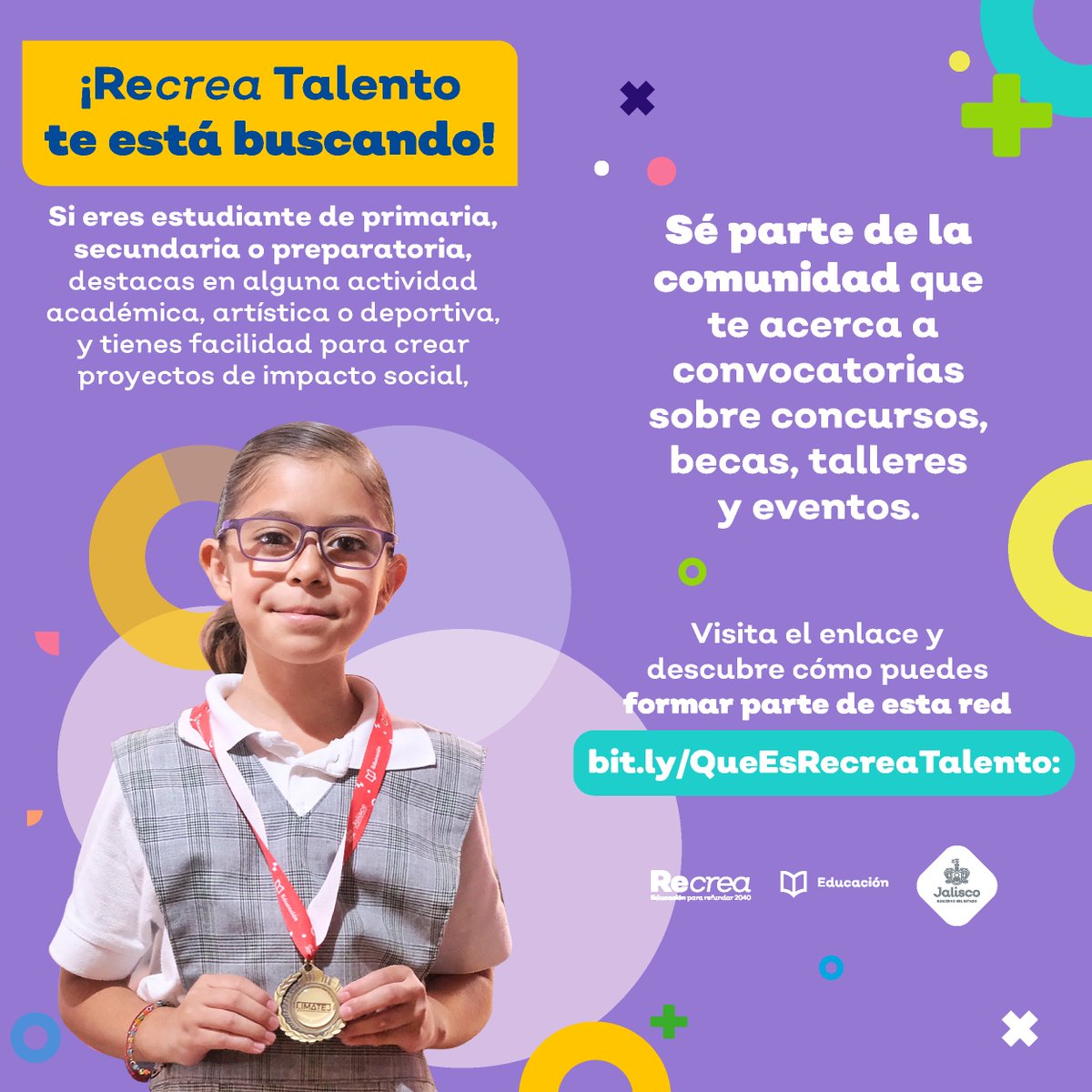 JCFloresMiramon's tweet photo. #RecreaTalento es una plataforma creada para que estudiantes destacados potencien sus habilidades y competencias al máximo, mientras intercambian ideas, experiencias y aprendizajes con otros jóvenes de intereses similares.
Para más información sobre esta iniciativa e inscribir a sus hijas e hijos, visiten: https://t.co/iqq2CScQaO