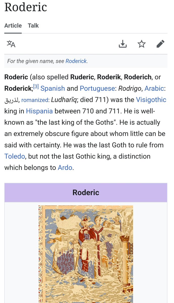 HistoryDynamic's tweet photo. Roderic last king of the Goths defeated by Tariq ibn Ziyad https://t.co/1N3cjMIcg6