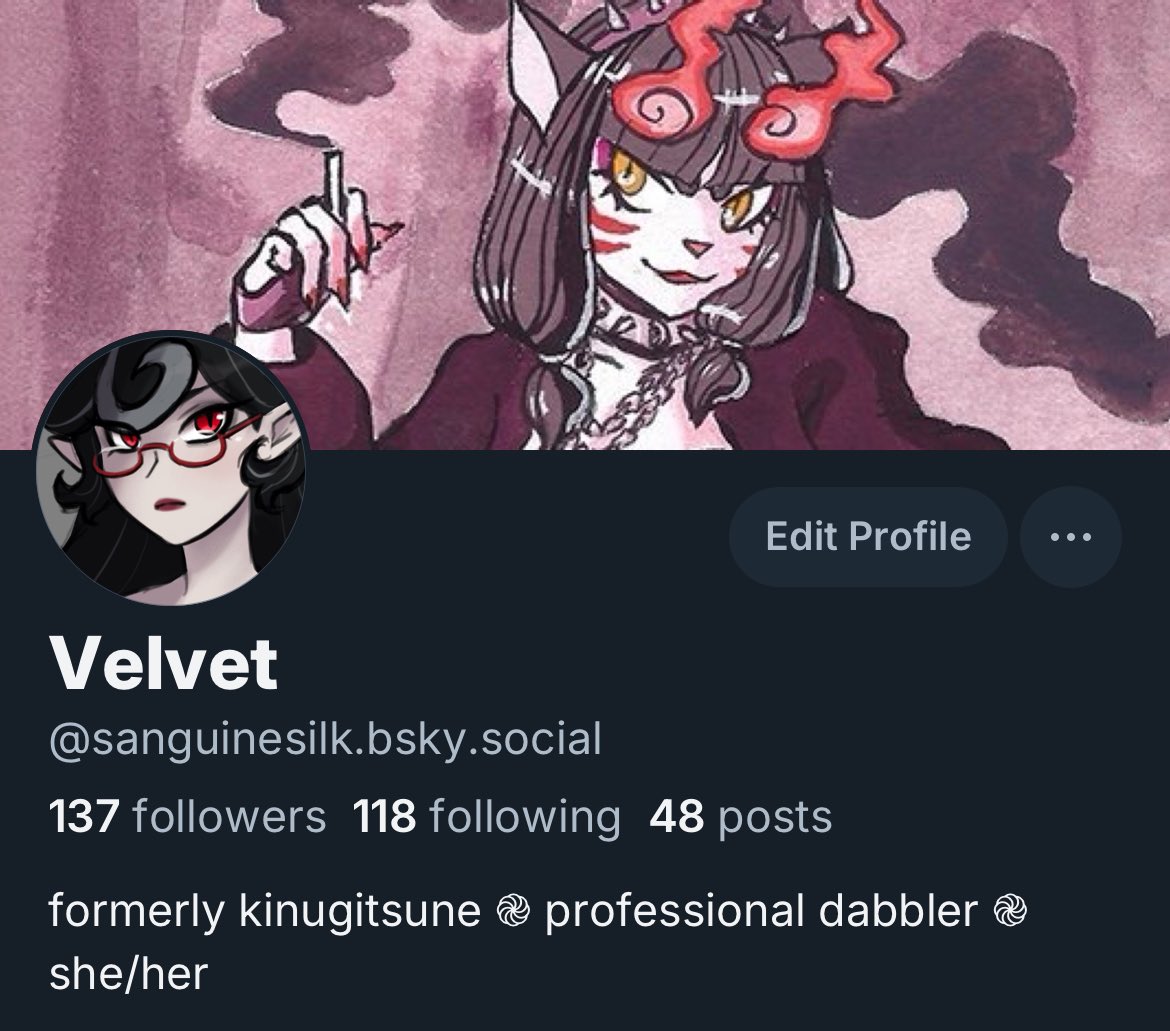 kinugitsune's tweet photo. As I said last night, I purged my account of all artwork due to the inability to opt out of AI here. You can find my art at the account below, where I’m slowly reposting my old gallery! ♥️ https://t.co/nkm8FafRfP