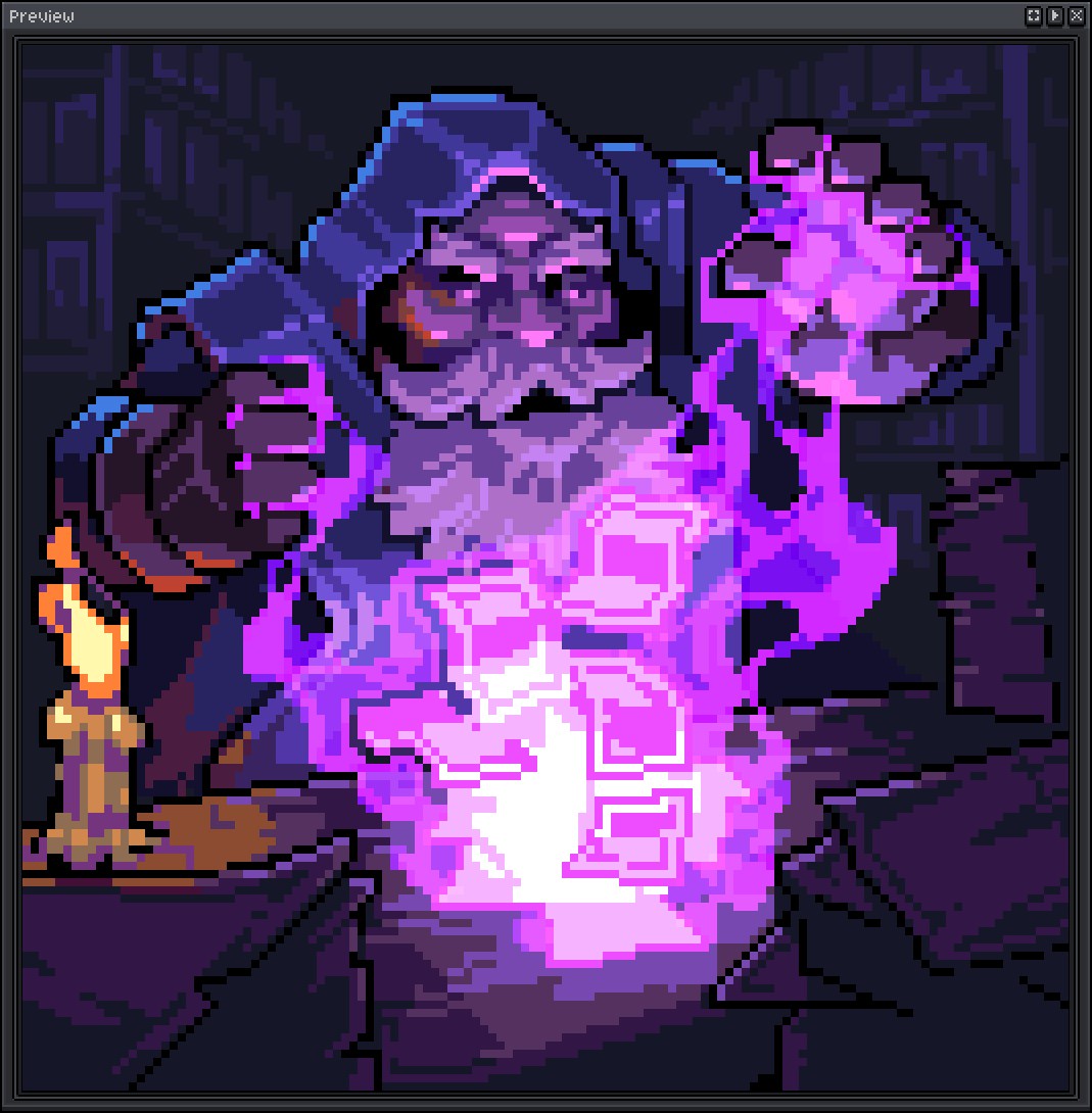 wlqwos's tweet image. #pixelart
illustration numbah three. a guy enchanting cards or something  

3/3