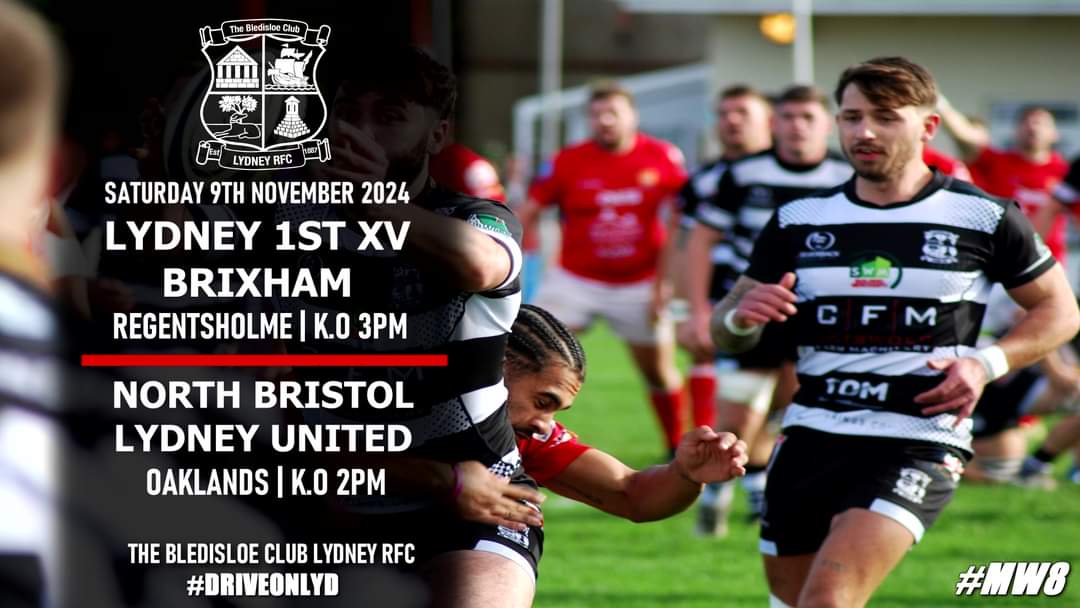 lydney_rfc's tweet image. Match week 8 Fixtures 🏉

Saturday 9th November 
Lydney 1st XV v Brixham | Home - K.O 3pm

North Bristol 1st XV v Lydney United | Away K.O 2pm
#Driveonlyd #TheBledisloeClub