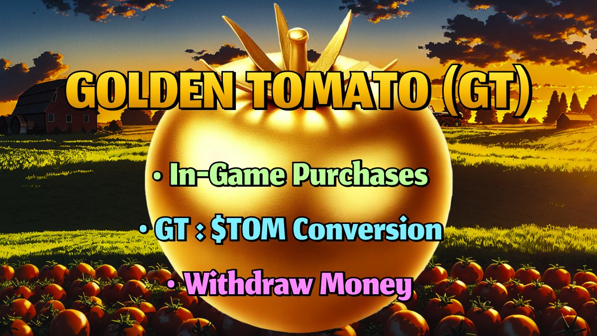 TOMSolCoin's tweet image. Hey, hey, hey, Tommies! 🍅

📣 Today, we're introducing Golden Tomato (GT), the next integration in the TOM ecosystem

The uses of Golden Tomato will be as follows:

💰 Withdraw Money. Golden Tomato is a premium currency that, in addition to being purchased, can also be sold,…